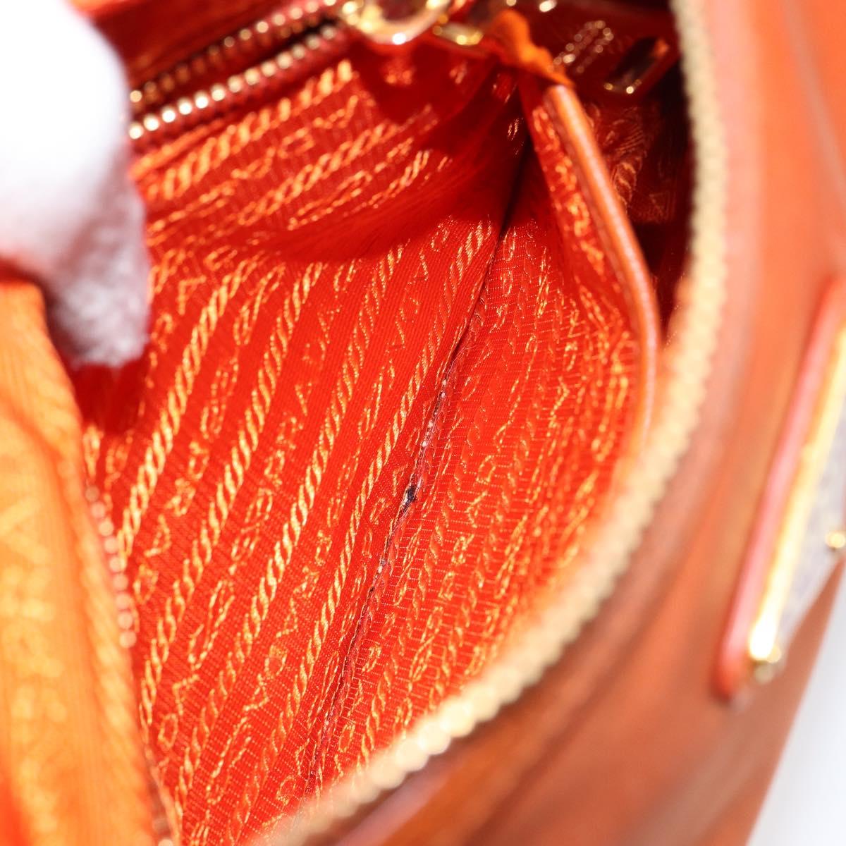 PRADA Shoulder Bag Nylon Orange Gold Auth 154323