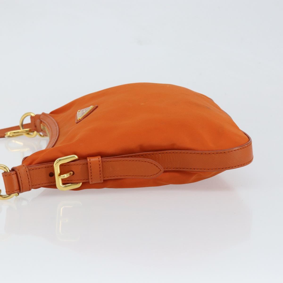PRADA Shoulder Bag Nylon Orange Gold Auth 154323