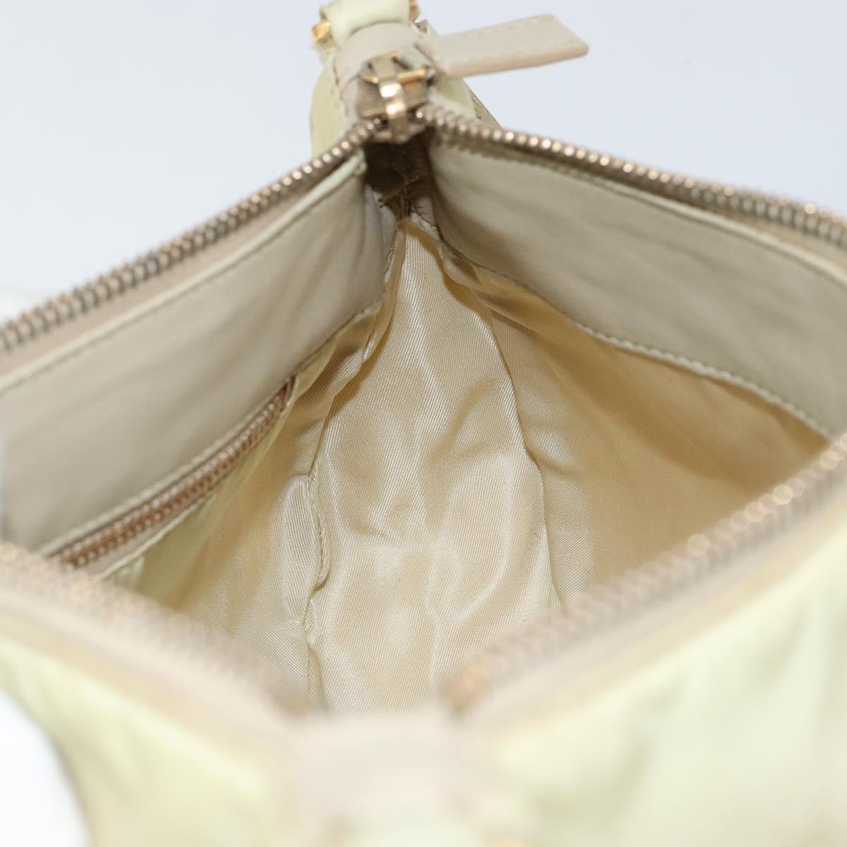 PRADA Shoulder Bag Nylon Ivory Gold Auth 154324