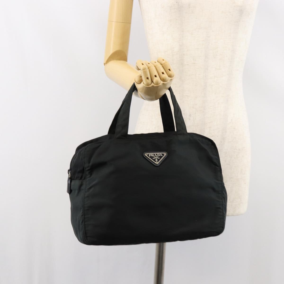 PRADA Hand Bag Nylon Black Auth 154325