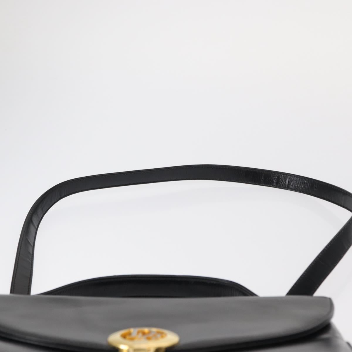 Christian Dior Hand Bag Leather 2way Black Gold Auth 154326V