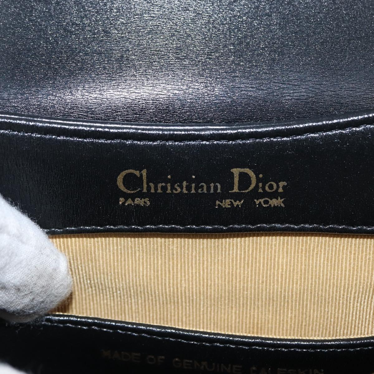 Christian Dior Hand Bag Leather 2way Black Gold Auth 154326V