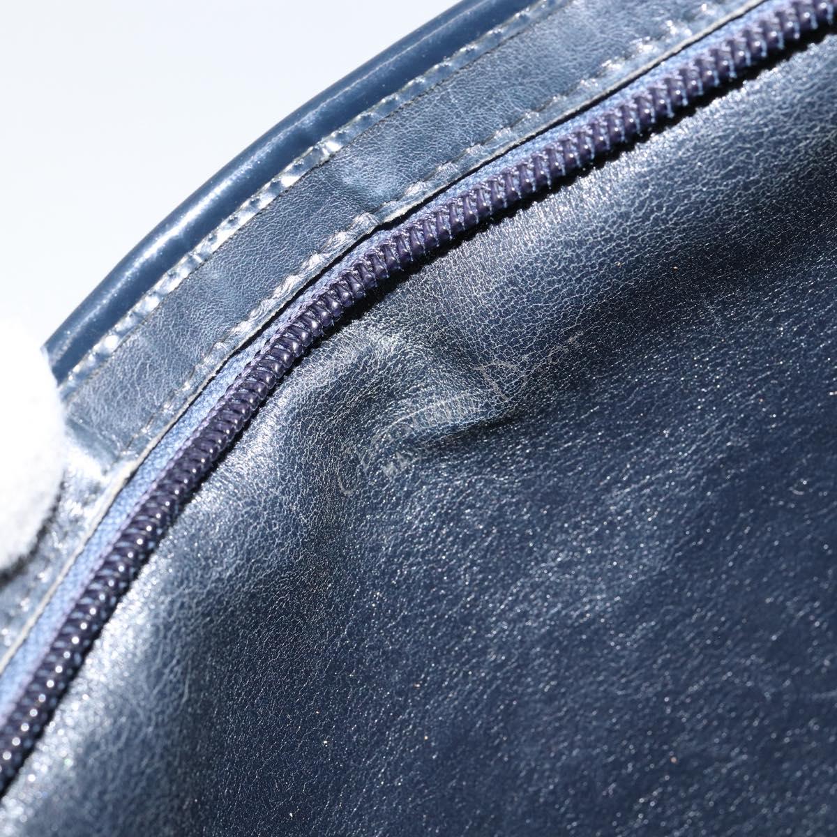 Christian Dior Trotter Canvas Shoulder Bag Navy Gold Auth 154328