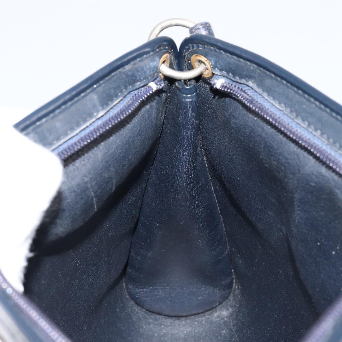 Christian Dior Trotter Canvas Shoulder Bag Navy Gold Auth 154328