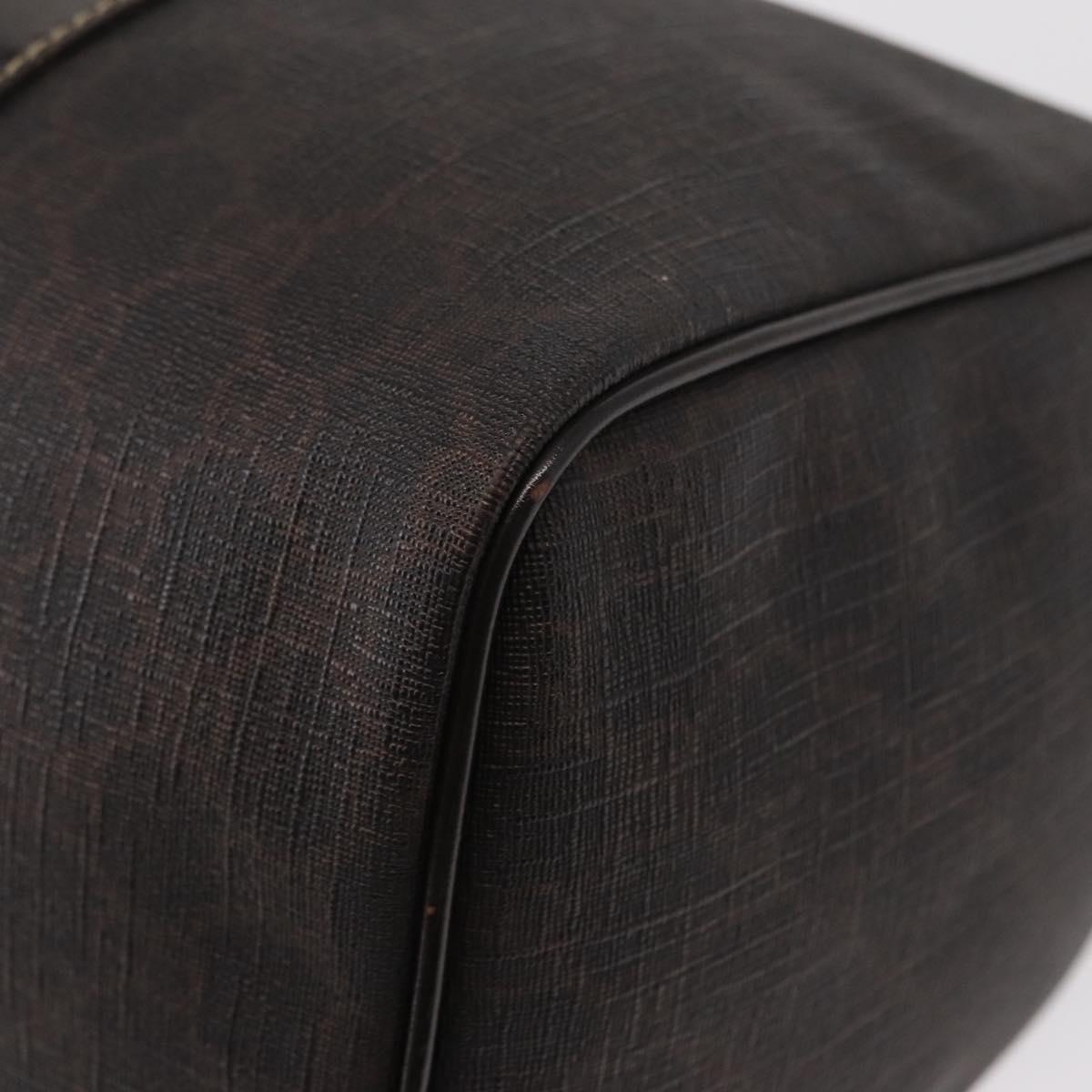 FENDI Zucchino Canvas Boston Bag PVC Dark Brown Gold 193603 Auth 154330