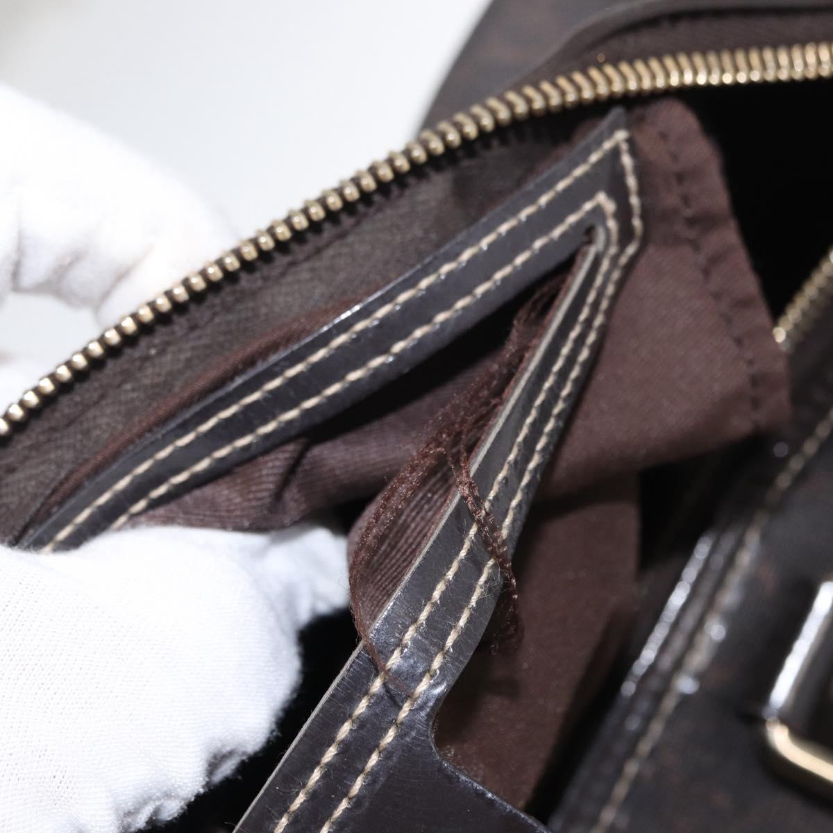 FENDI Zucchino Canvas Boston Bag PVC Dark Brown Gold 193603 Auth 154330