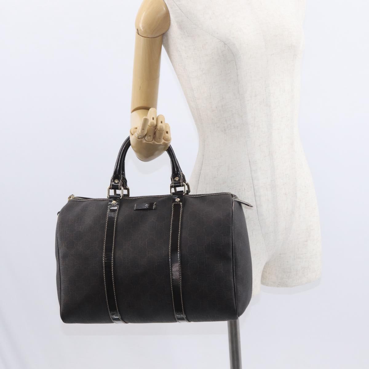 FENDI Zucchino Canvas Boston Bag PVC Dark Brown Gold 193603 Auth 154330