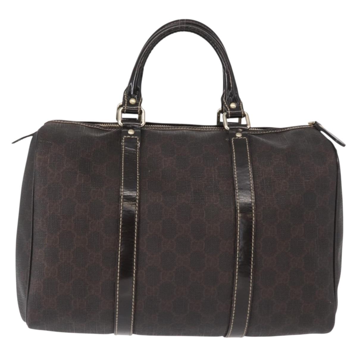 FENDI Zucchino Canvas Boston Bag PVC Dark Brown Gold 193603 Auth 154330