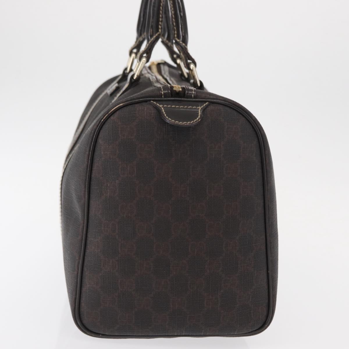 FENDI Zucchino Canvas Boston Bag PVC Dark Brown Gold 193603 Auth 154330