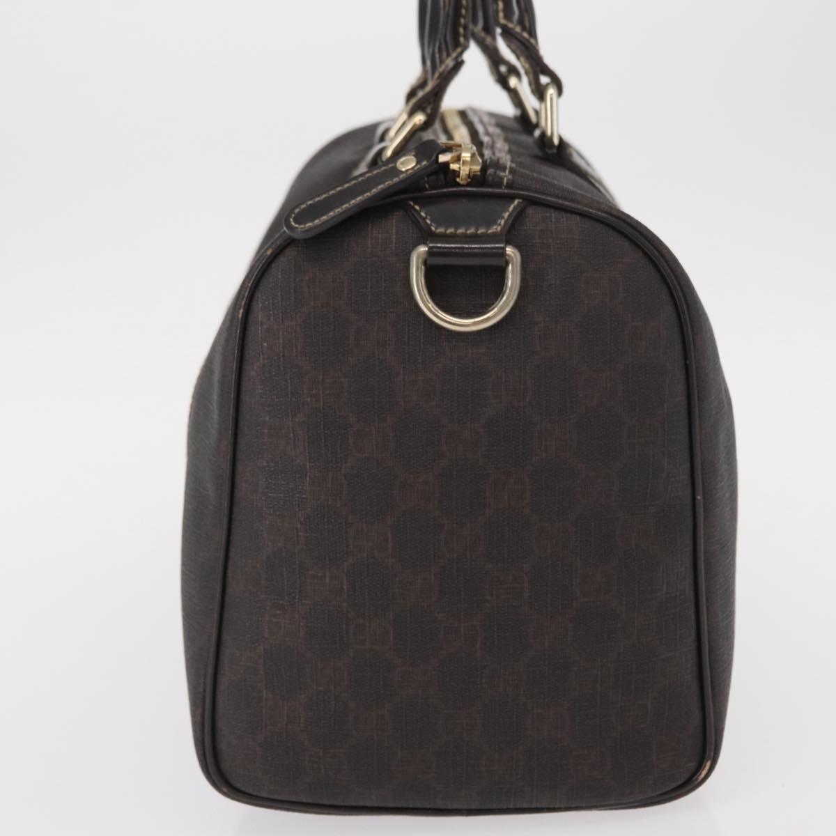 FENDI Zucchino Canvas Boston Bag PVC Dark Brown Gold 193603 Auth 154330