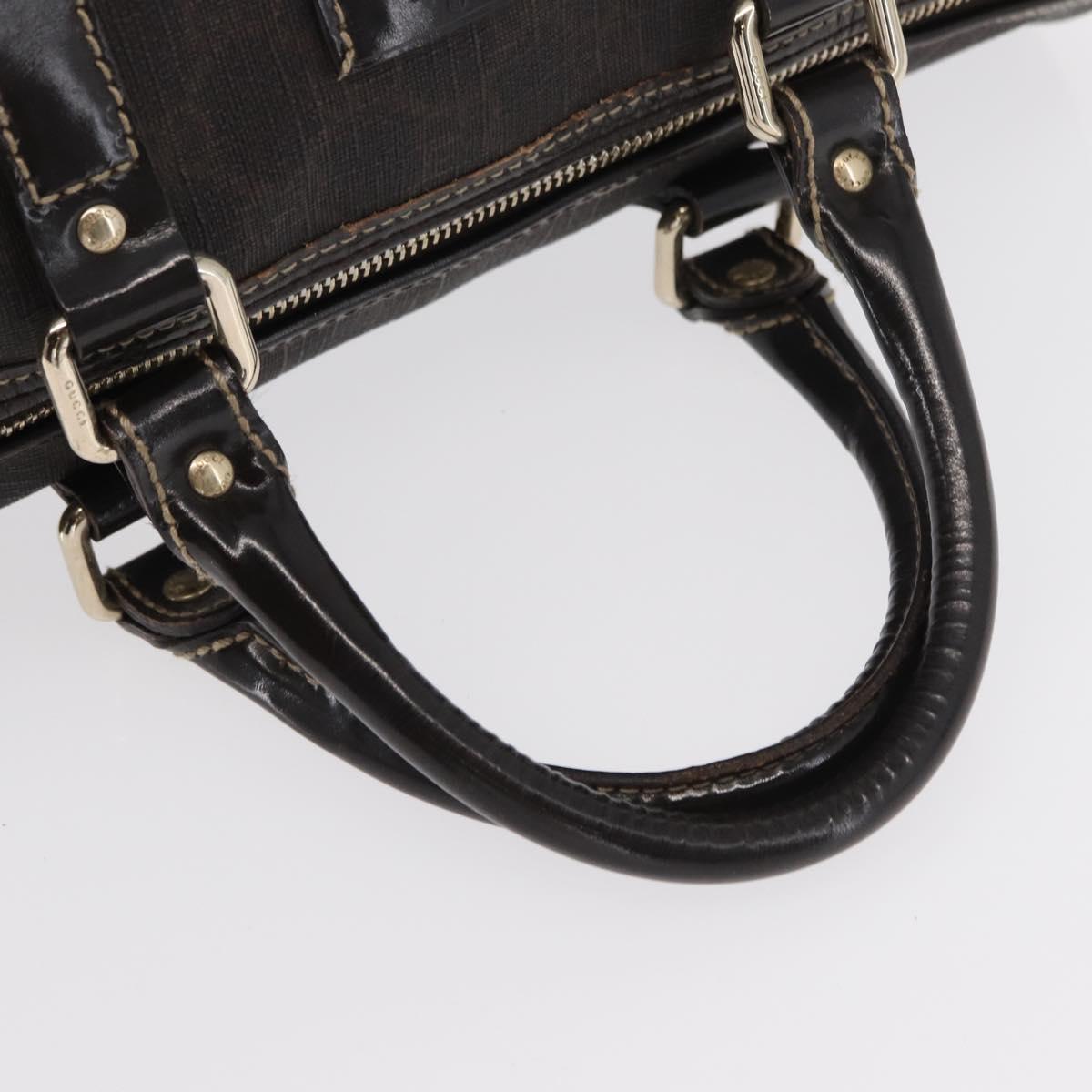 FENDI Zucchino Canvas Boston Bag PVC Dark Brown Gold 193603 Auth 154330