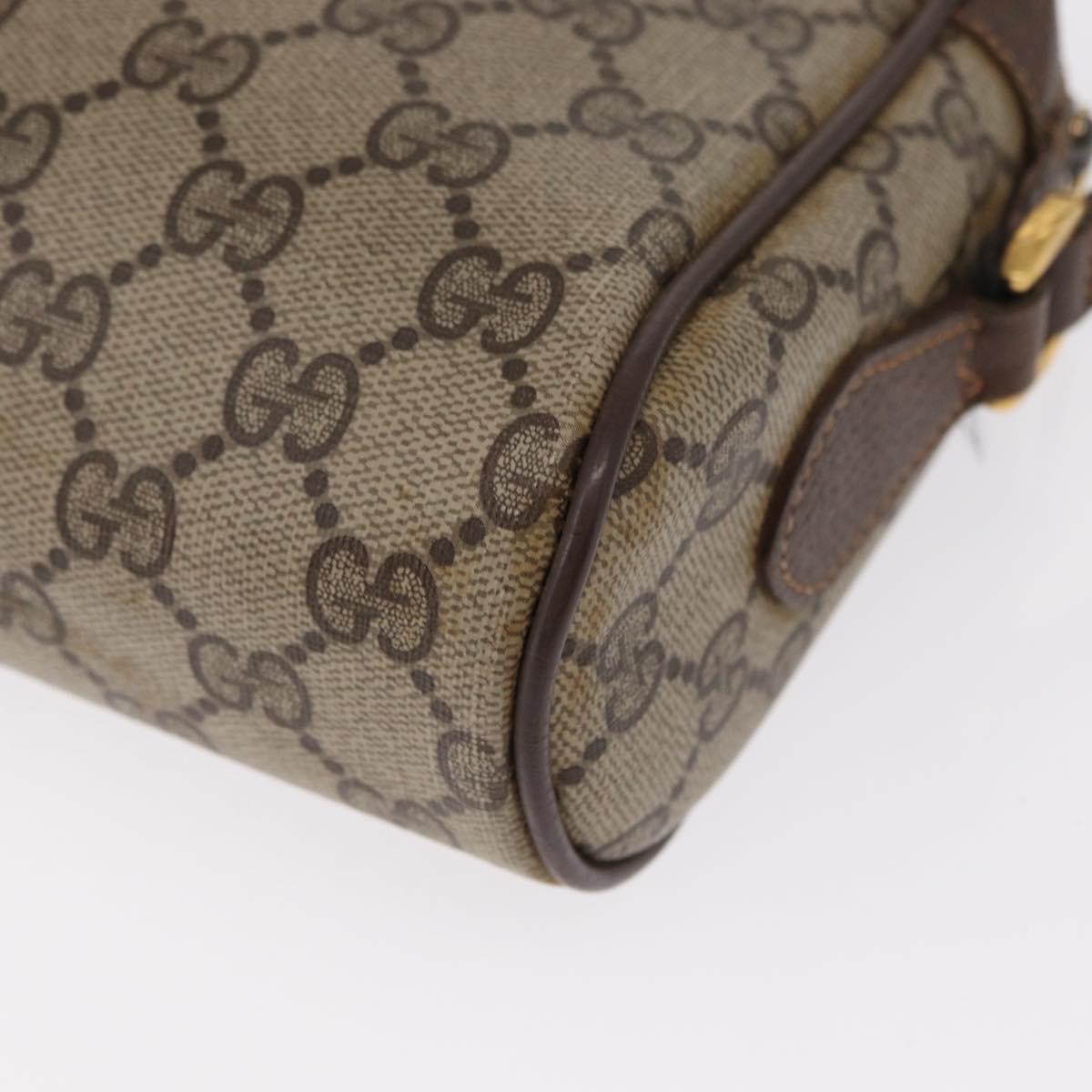 GUCCI GG Supreme Web Sherry Line Bag PVC Beige Gold 56 02 087 Auth 154331