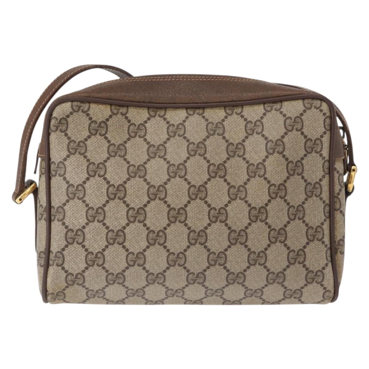 GUCCI GG Supreme Web Sherry Line Bag PVC Beige Gold 56 02 087 Auth 154331