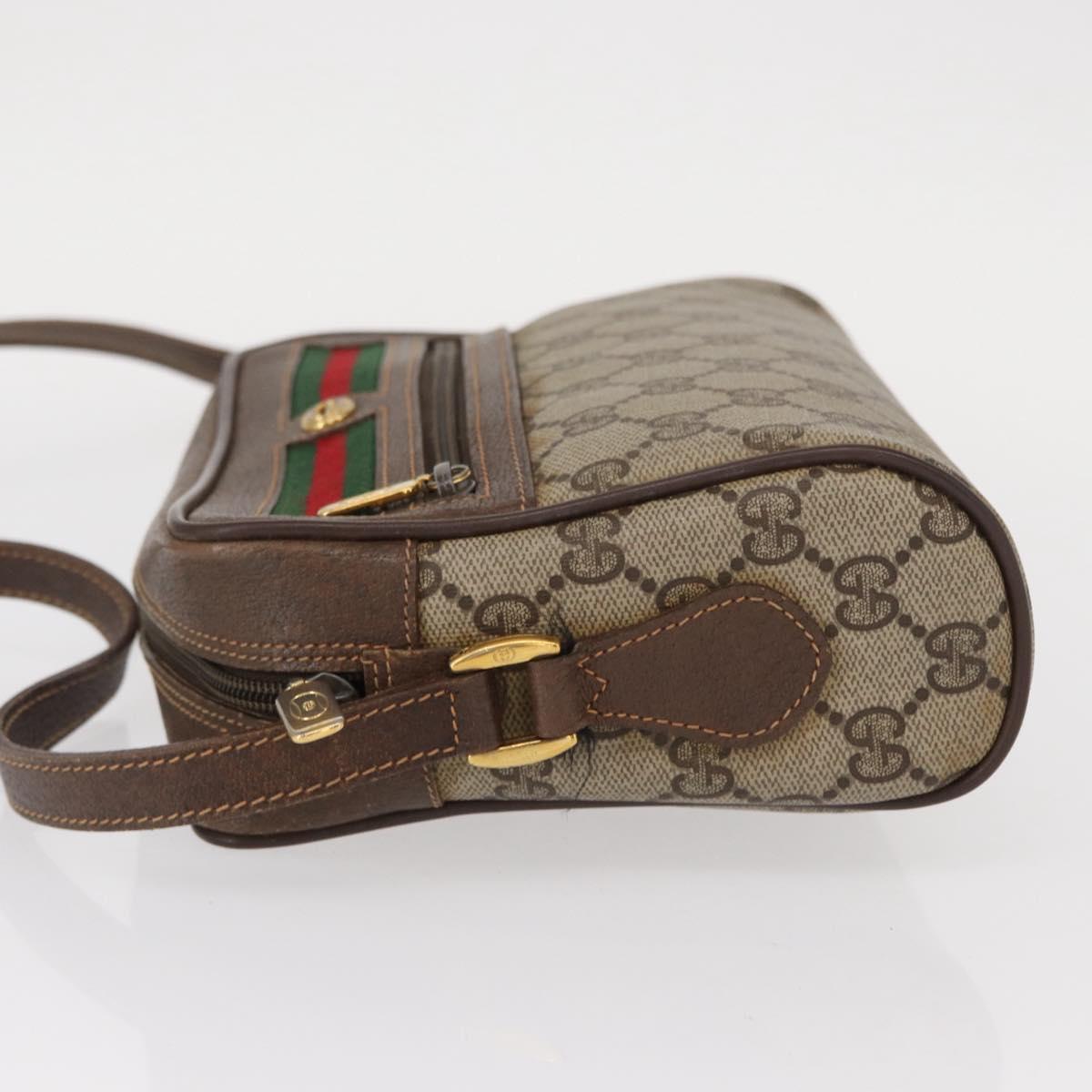 GUCCI GG Supreme Web Sherry Line Bag PVC Beige Gold 56 02 087 Auth 154331
