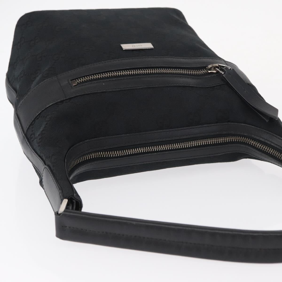 GUCCI GG Canvas Shoulder Bag Black Silver 001 4299 1669 Auth 154332