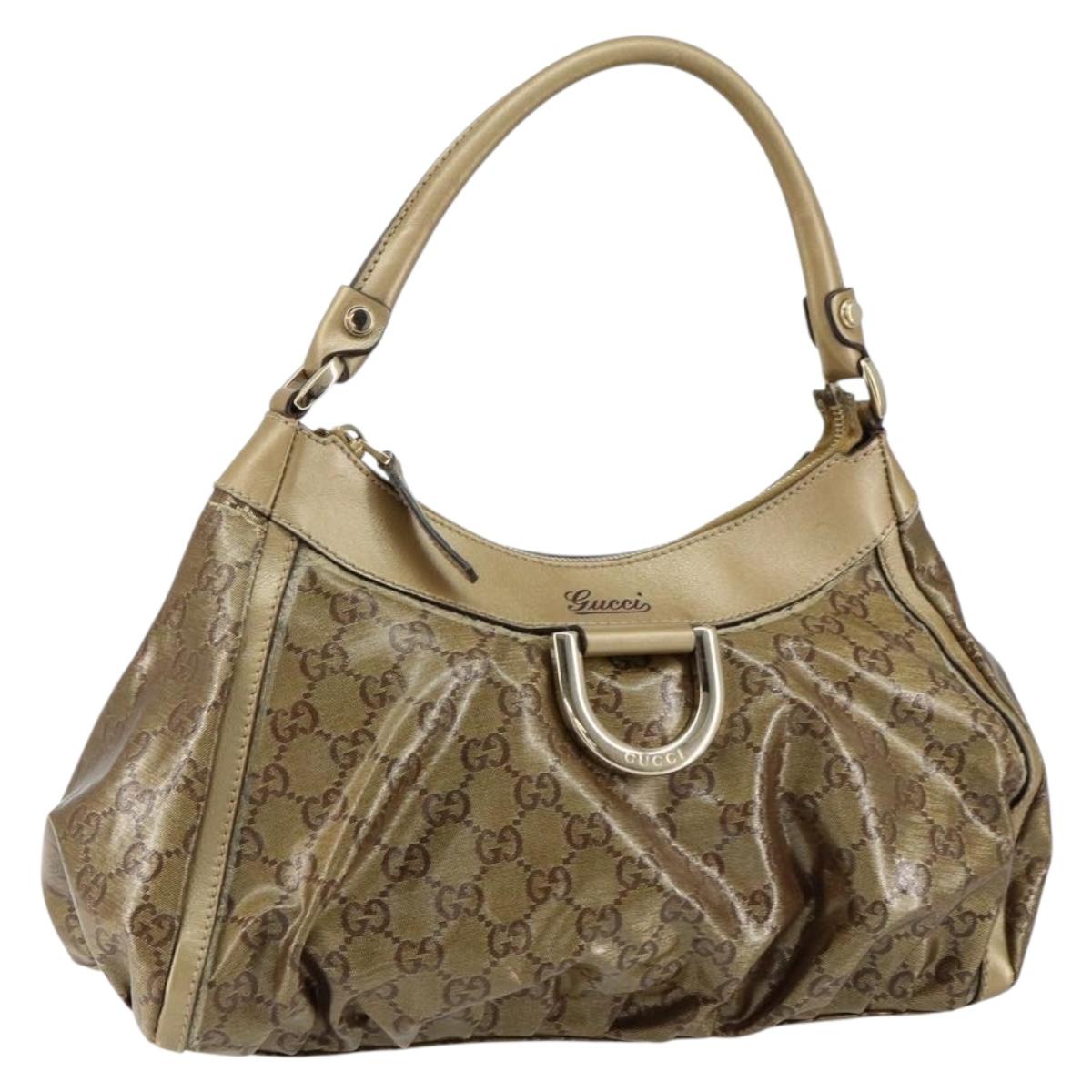 GUCCI GG Crystal Abbey Shoulder Bag Beige Gold 190525 Auth 154333