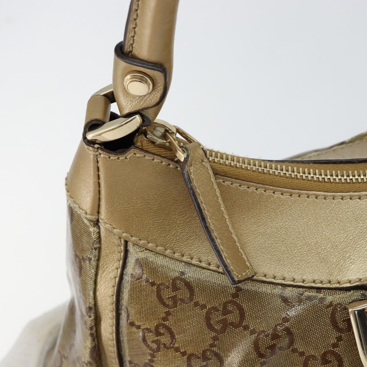 GUCCI GG Crystal Abbey Shoulder Bag Beige Gold 190525 Auth 154333