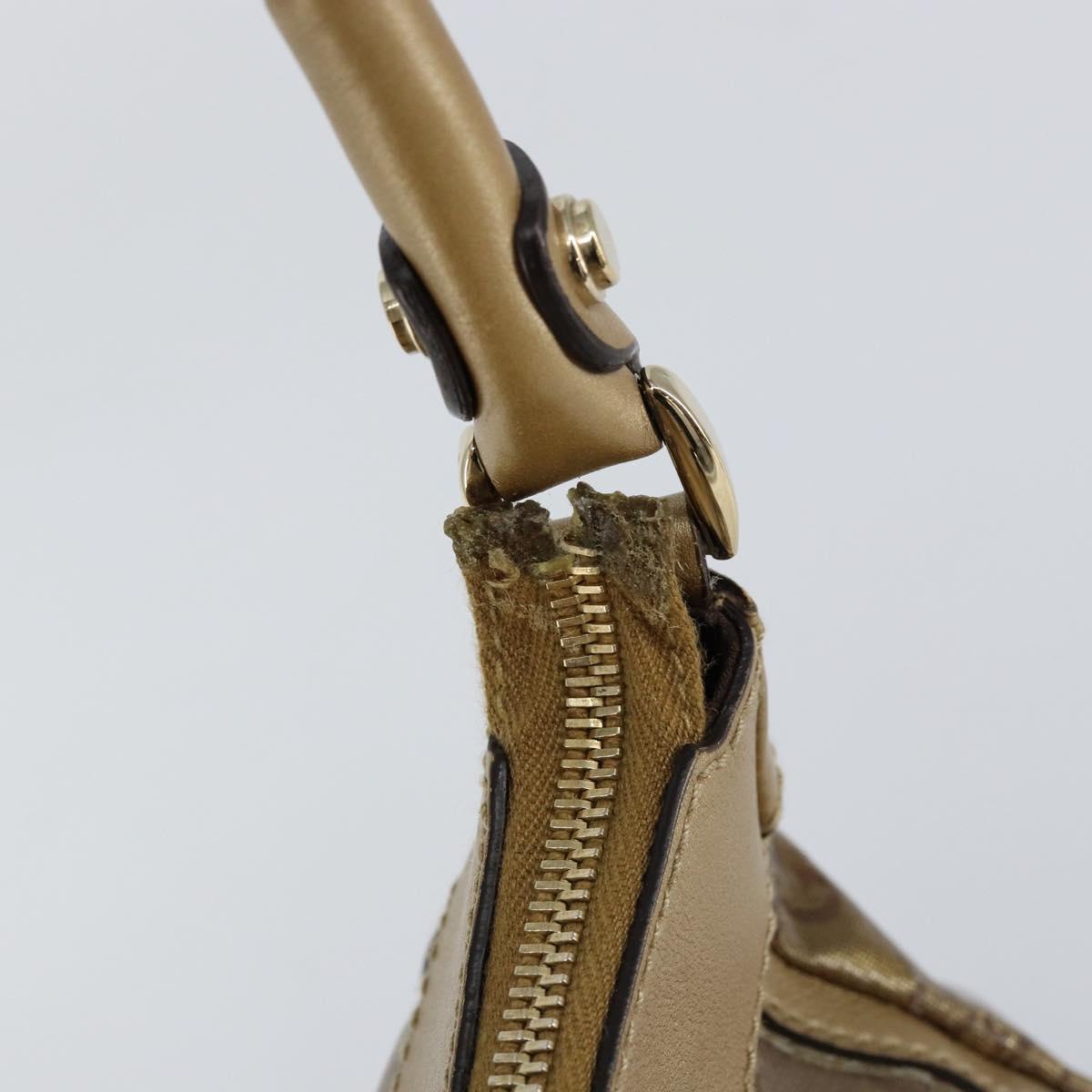 GUCCI GG Crystal Abbey Shoulder Bag Beige Gold 190525 Auth 154333