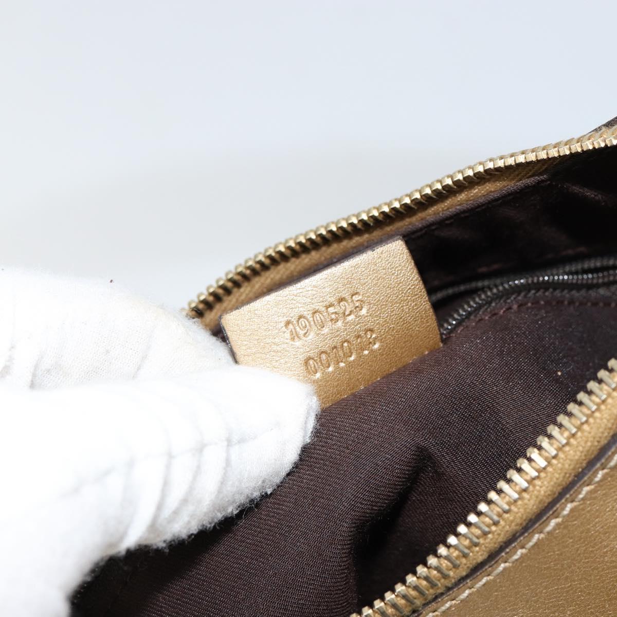 GUCCI GG Crystal Abbey Shoulder Bag Beige Gold 190525 Auth 154333