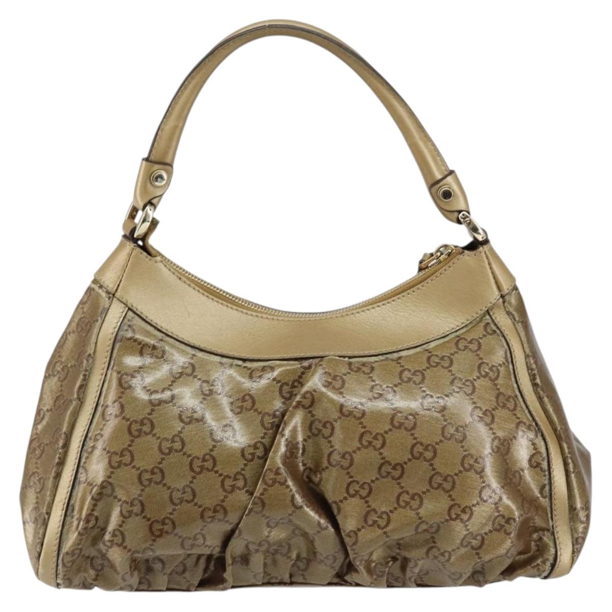 GUCCI GG Crystal Abbey Shoulder Bag Beige Gold 190525 Auth 154333