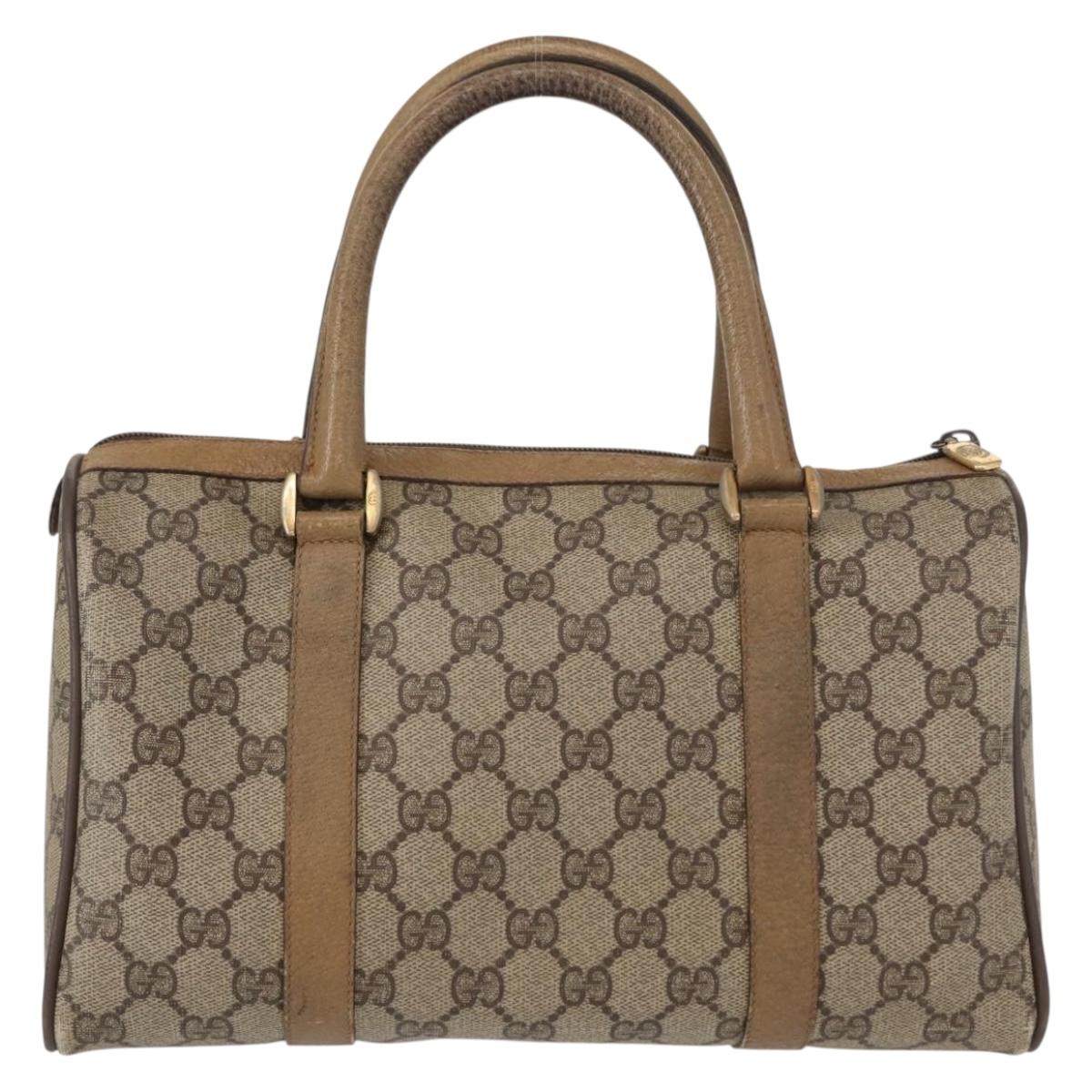 GUCCI GG Supreme Web Sherry Line Boston Bag PVC Beige 116 02 006 Auth 154334