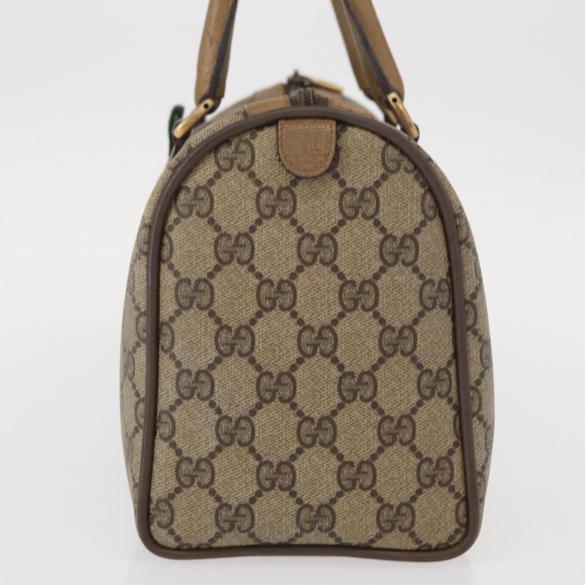 GUCCI GG Supreme Web Sherry Line Boston Bag PVC Beige 116 02 006 Auth 154334