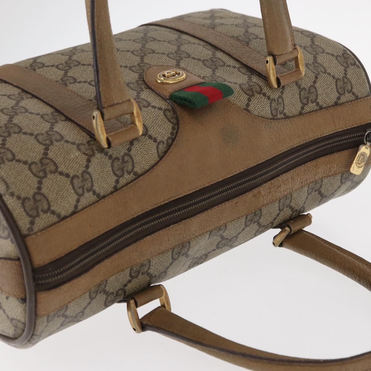 GUCCI GG Supreme Web Sherry Line Boston Bag PVC Beige 116 02 006 Auth 154334