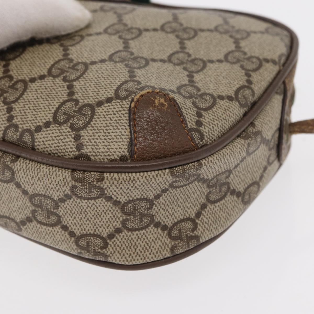 GUCCI GG Supreme Web Sherry Line Bag PVC Beige Gold 89 02 066 Auth 154335