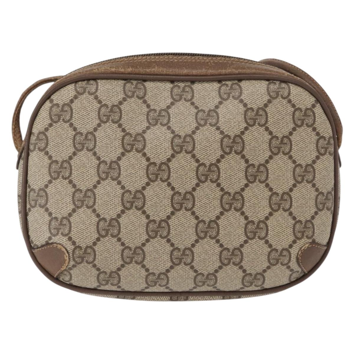 GUCCI GG Supreme Web Sherry Line Bag PVC Beige Gold 89 02 066 Auth 154335