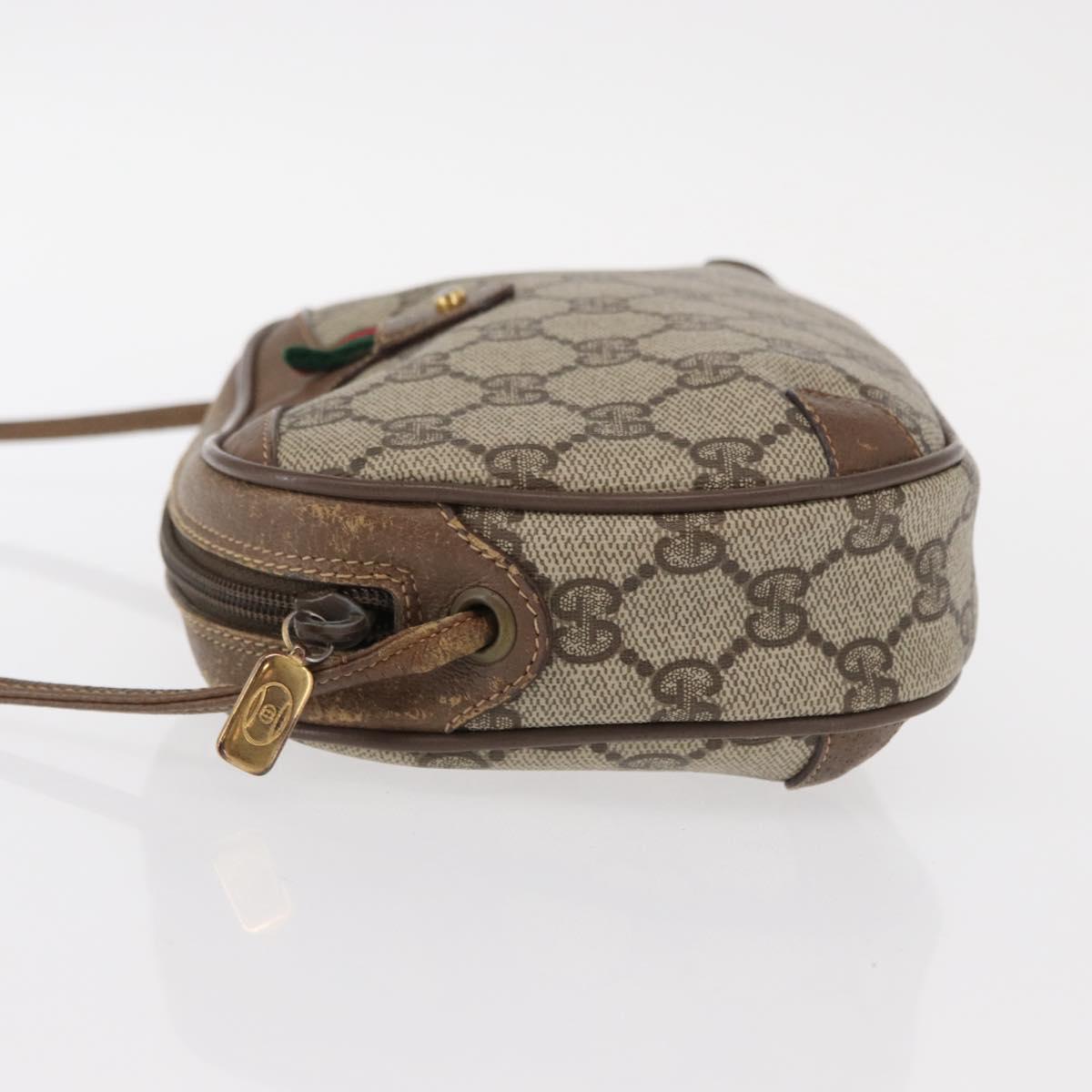 GUCCI GG Supreme Web Sherry Line Bag PVC Beige Gold 89 02 066 Auth 154335