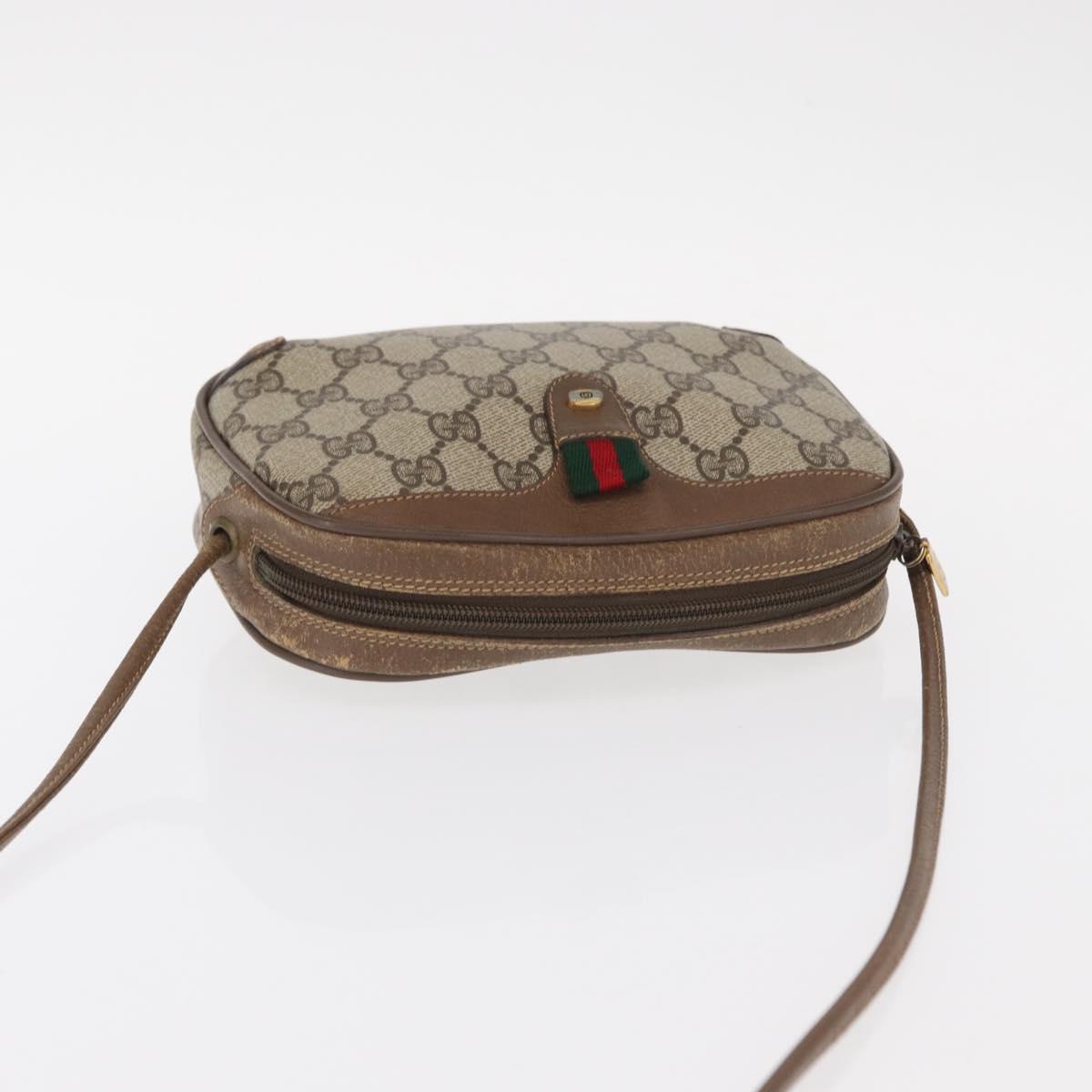 GUCCI GG Supreme Web Sherry Line Bag PVC Beige Gold 89 02 066 Auth 154335