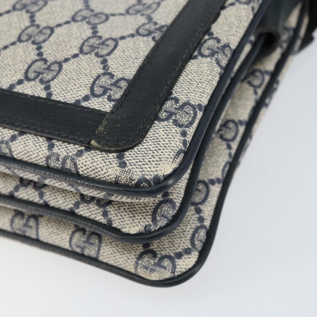 GUCCI GG Supreme Sherry Line Shoulder Bag PVC Navy Gold 14 02 013 Auth 154336