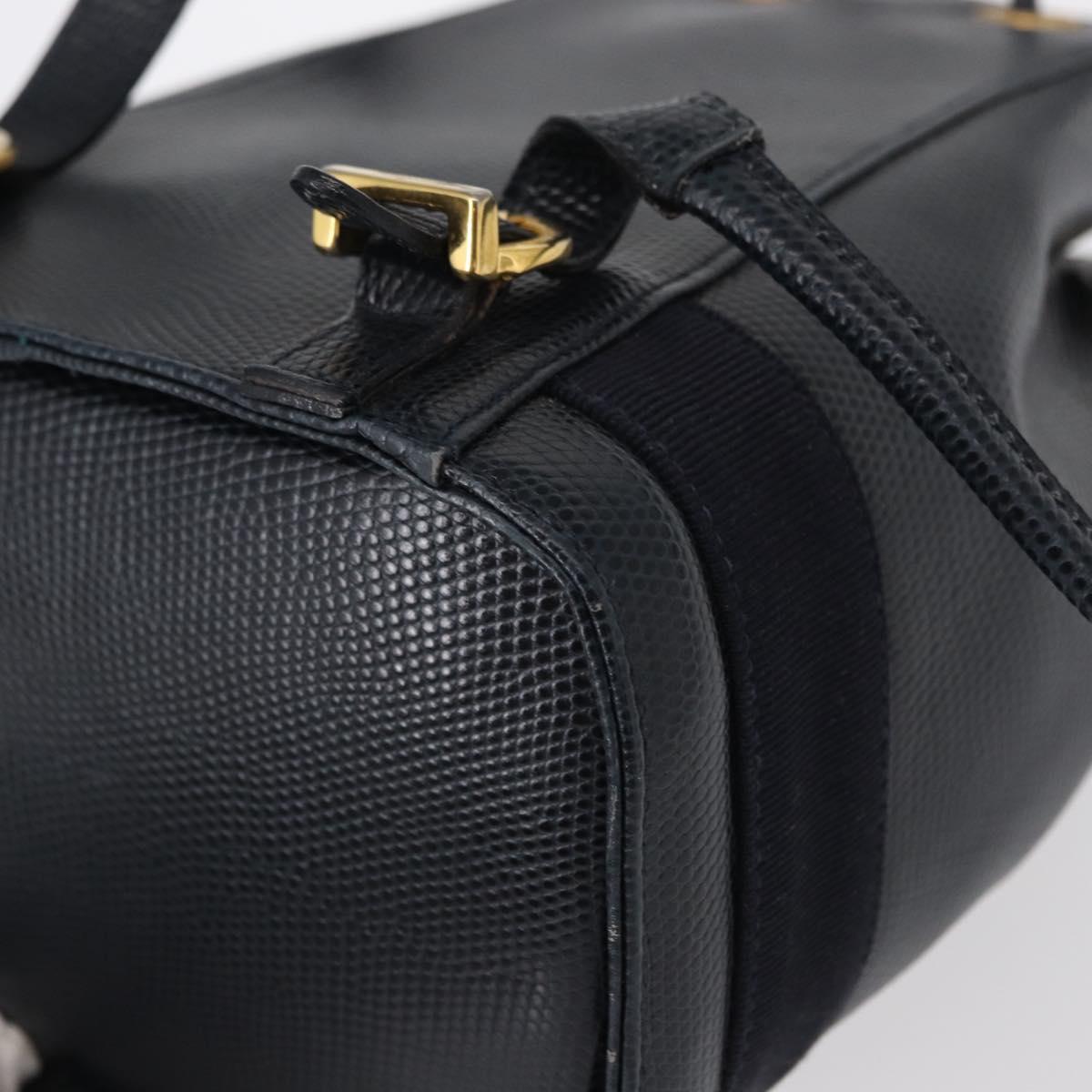 Salvatore Ferragamo Vala Backpack Leather Navy Gold Auth 154339