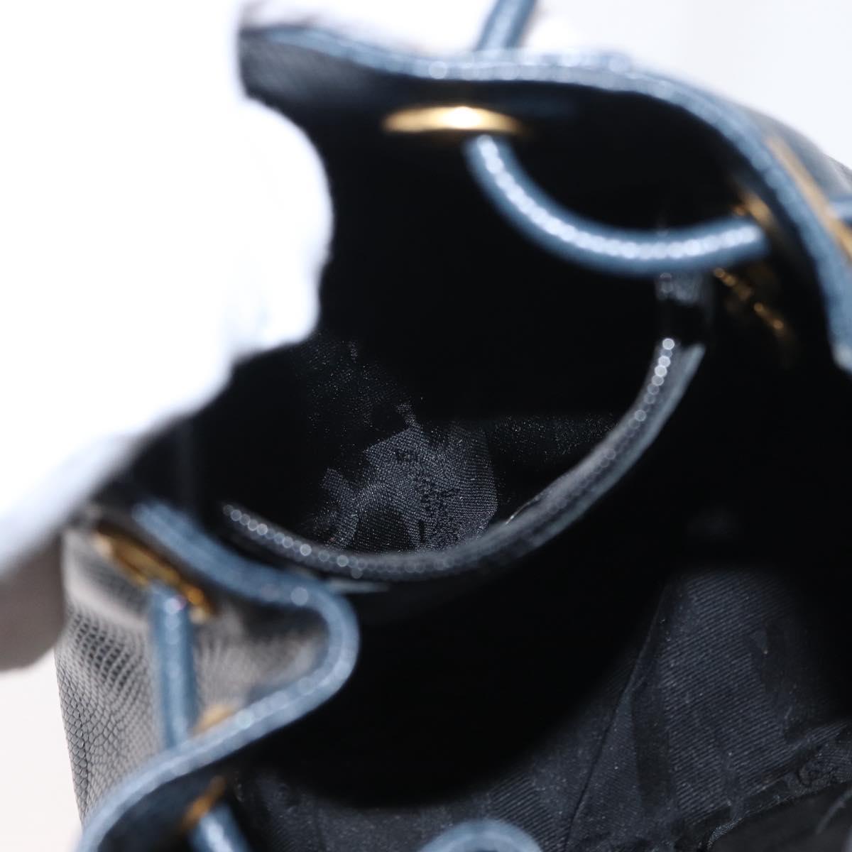 Salvatore Ferragamo Vala Backpack Leather Navy Gold Auth 154339