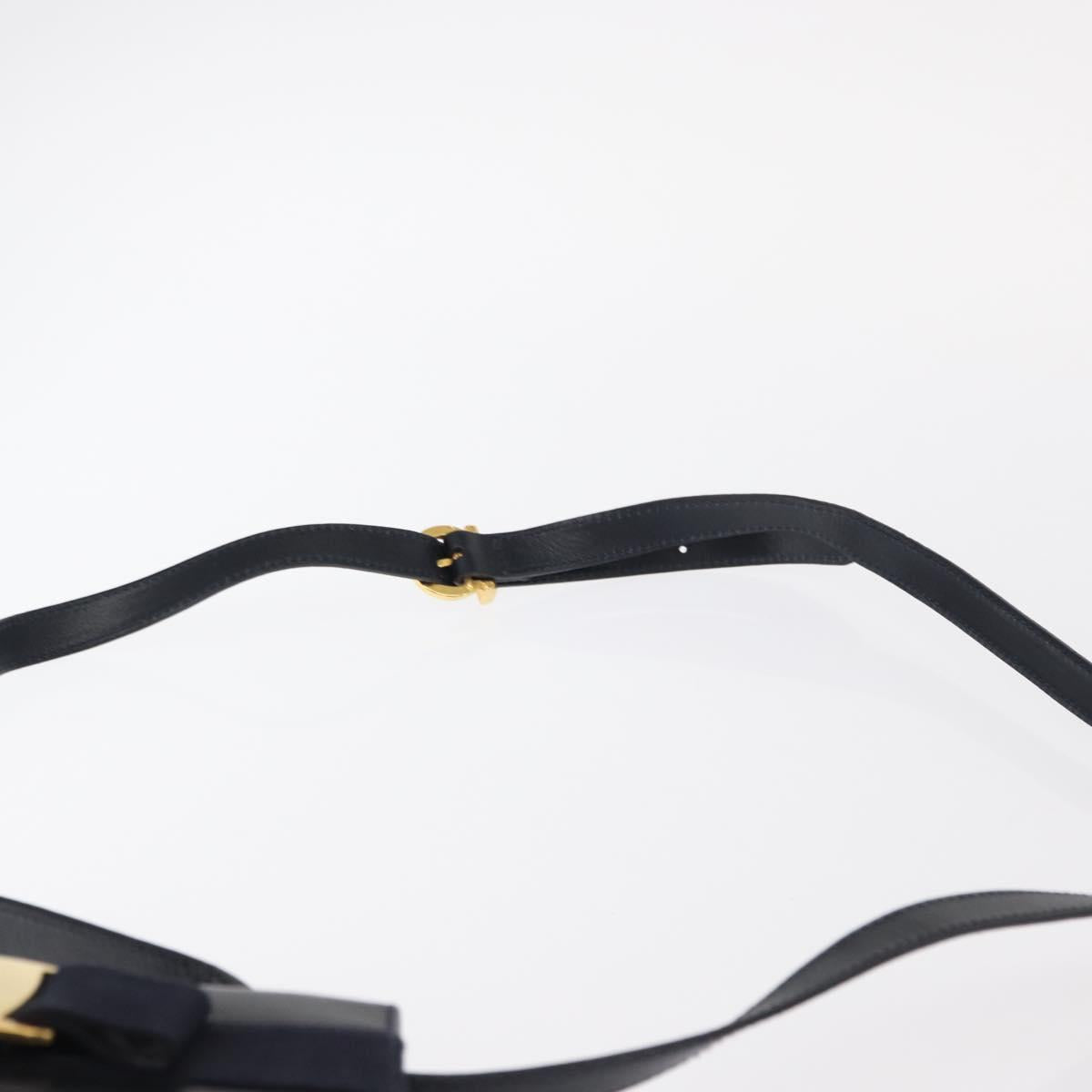 Salvatore Ferragamo Vala Hand Bag Leather 2way Navy Gold Auth 154340