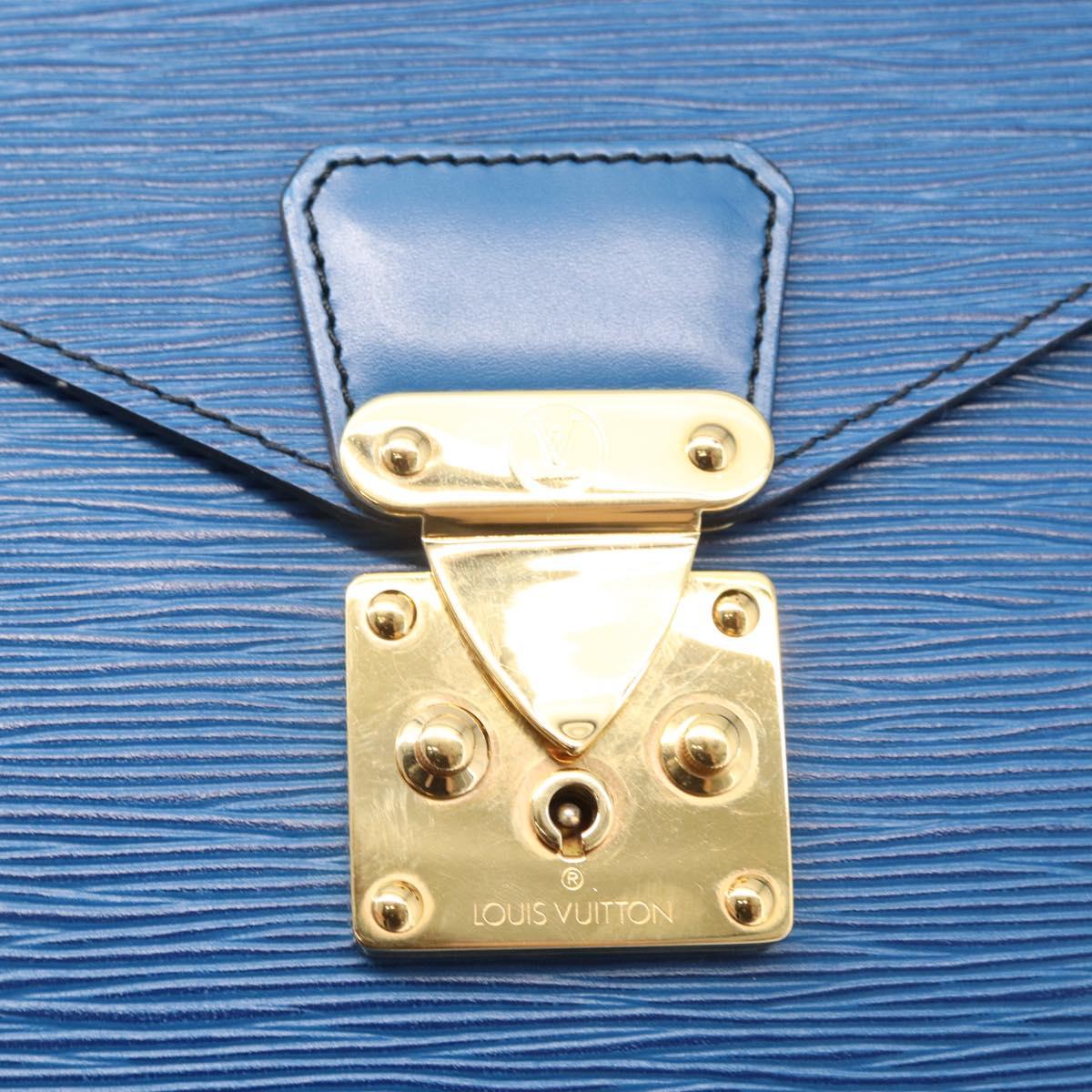 LOUIS VUITTON Epi Porte Documents Senatur Clutch Bag Blue M54455 LV Auth 154359