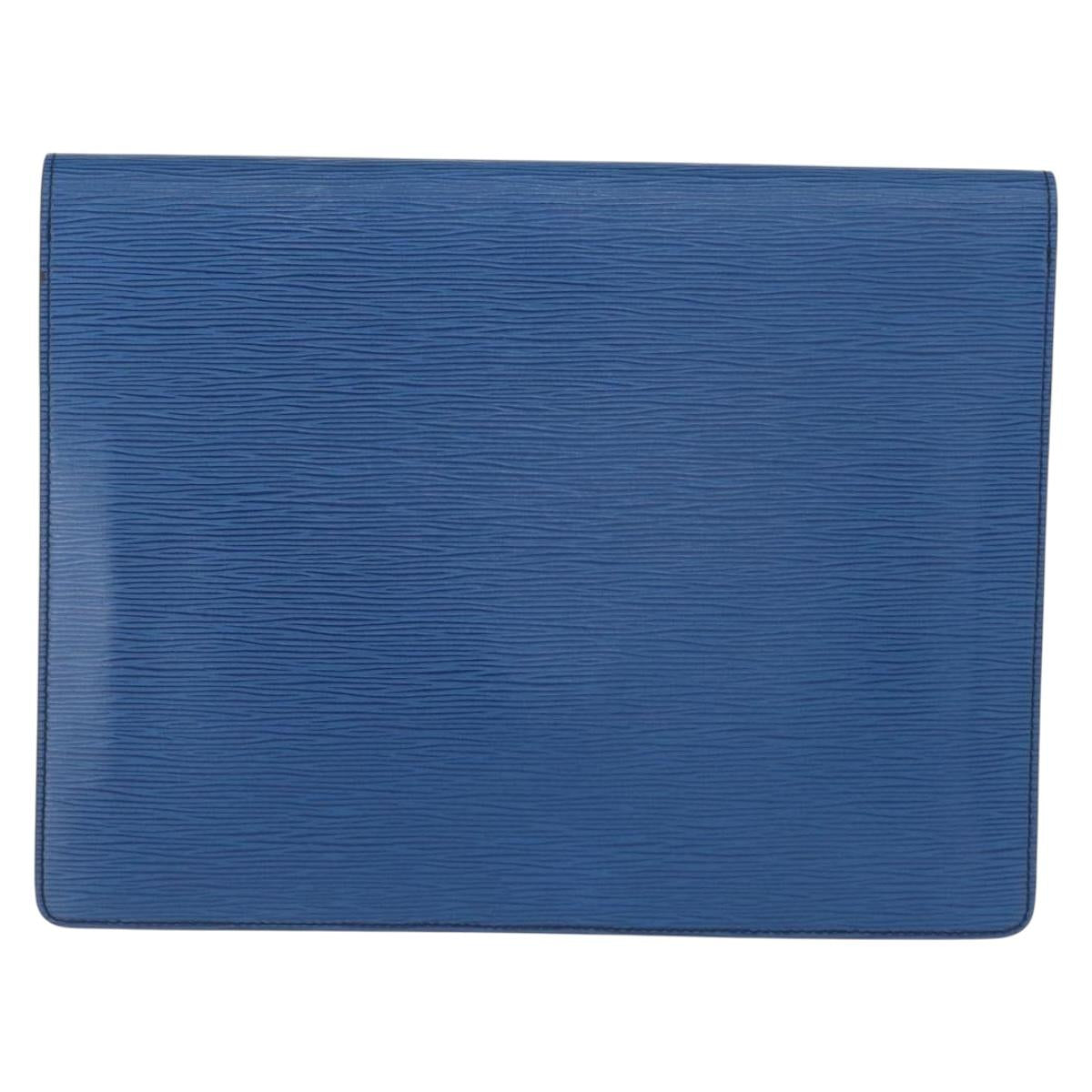 LOUIS VUITTON Epi Porte Documents Senatur Clutch Bag Blue M54455 LV Auth 154359