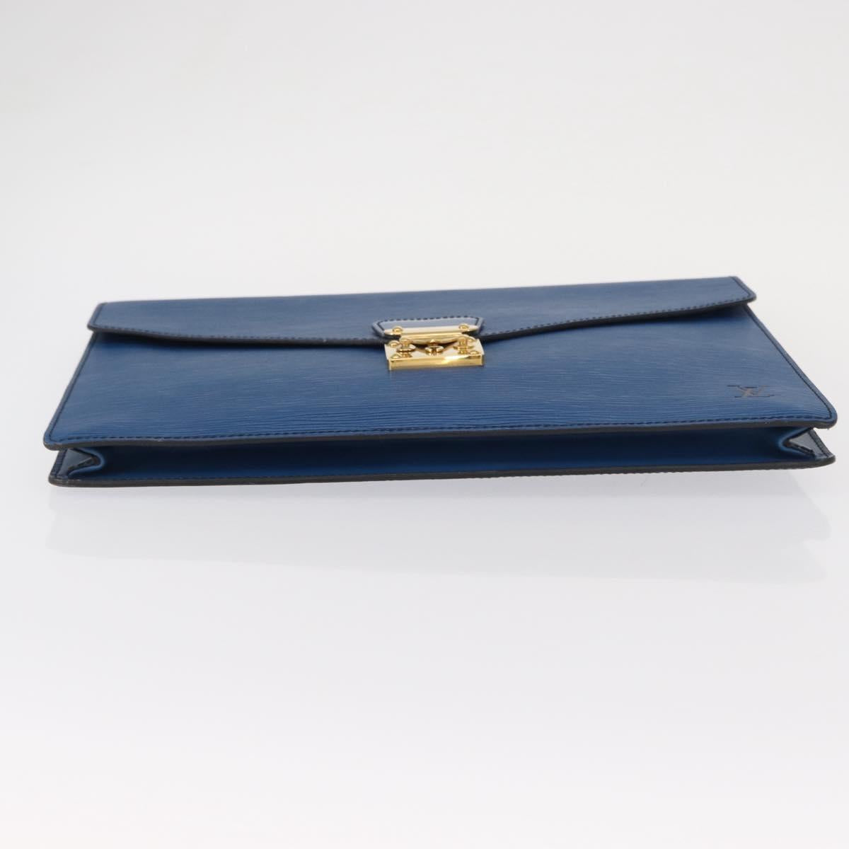 LOUIS VUITTON Epi Porte Documents Senatur Clutch Bag Blue M54455 LV Auth 154359
