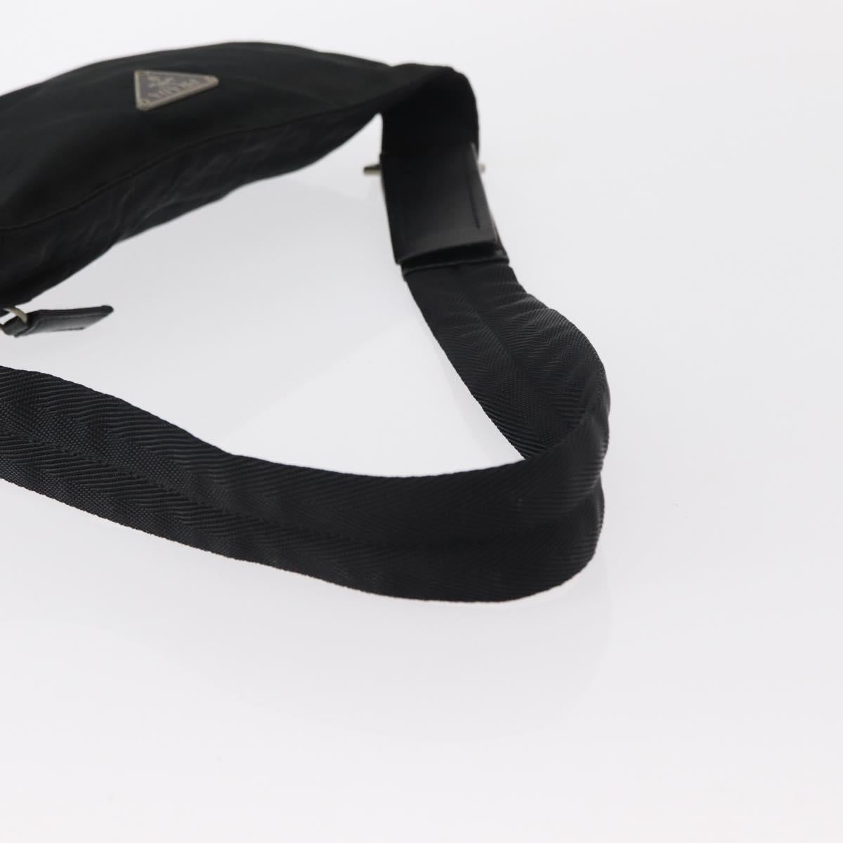 PRADA Waist bag Nylon Black Silver Auth 154367