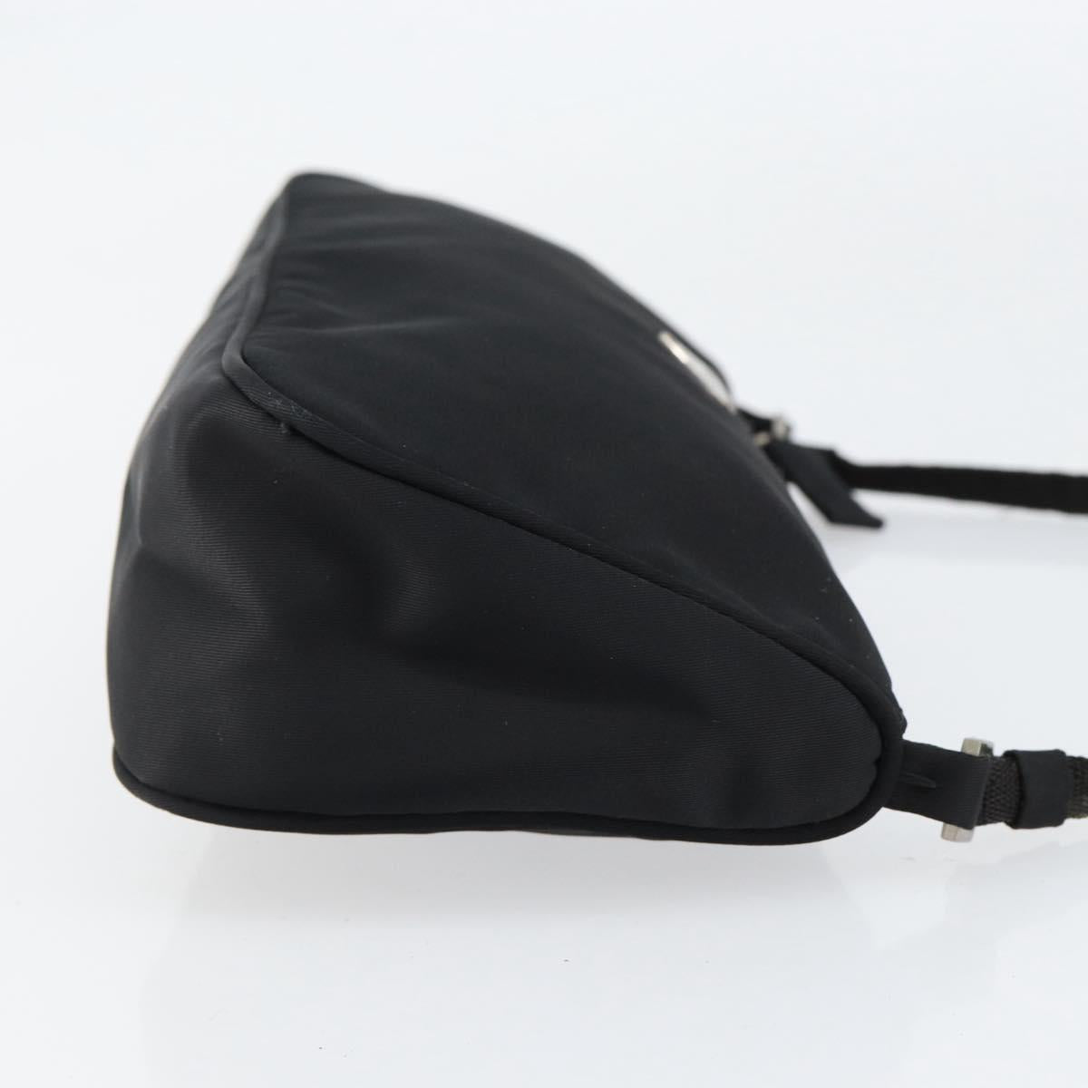 PRADA Accessory Pouch Nylon Black Silver Auth 154368