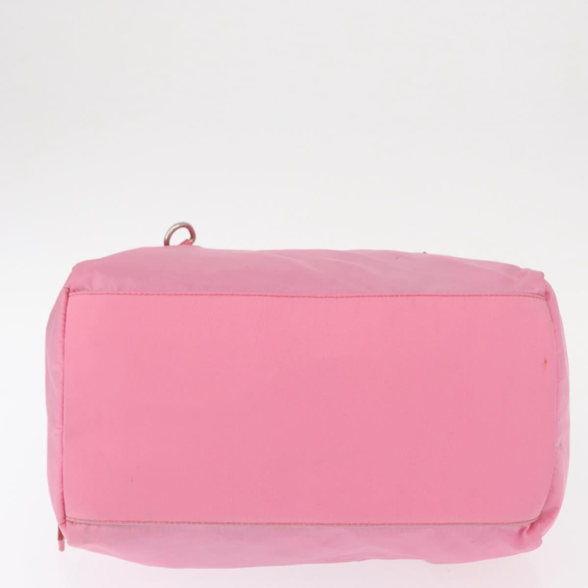 PRADA Hand Bag Nylon Pink Silver Auth 154369