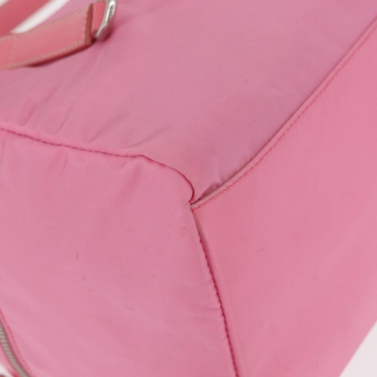 PRADA Hand Bag Nylon Pink Silver Auth 154369