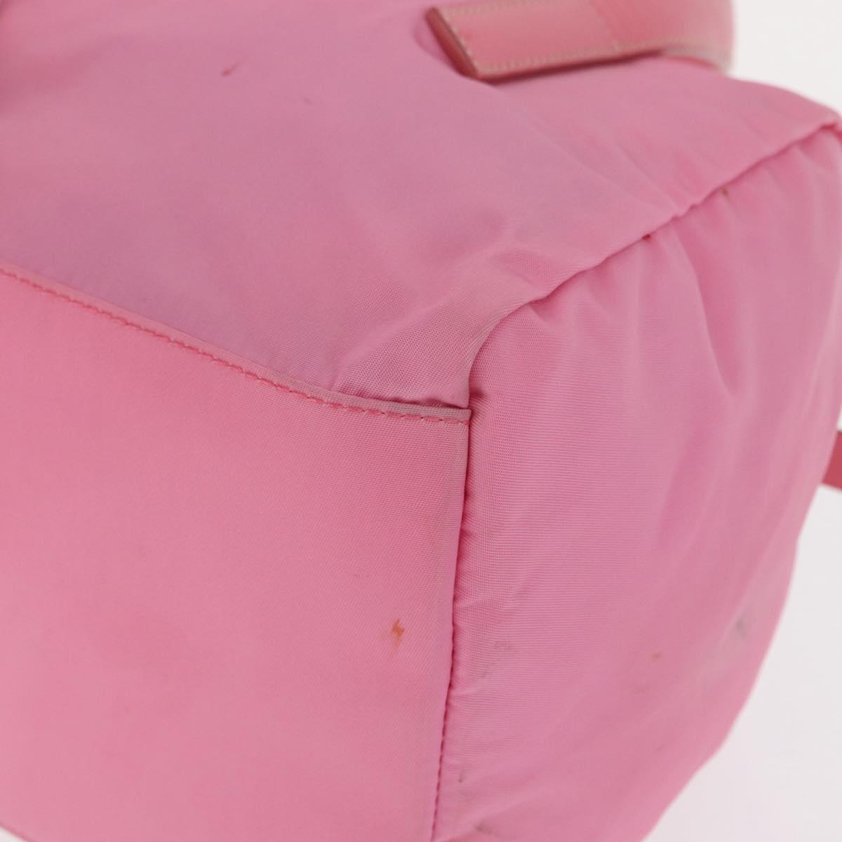 PRADA Hand Bag Nylon Pink Silver Auth 154369