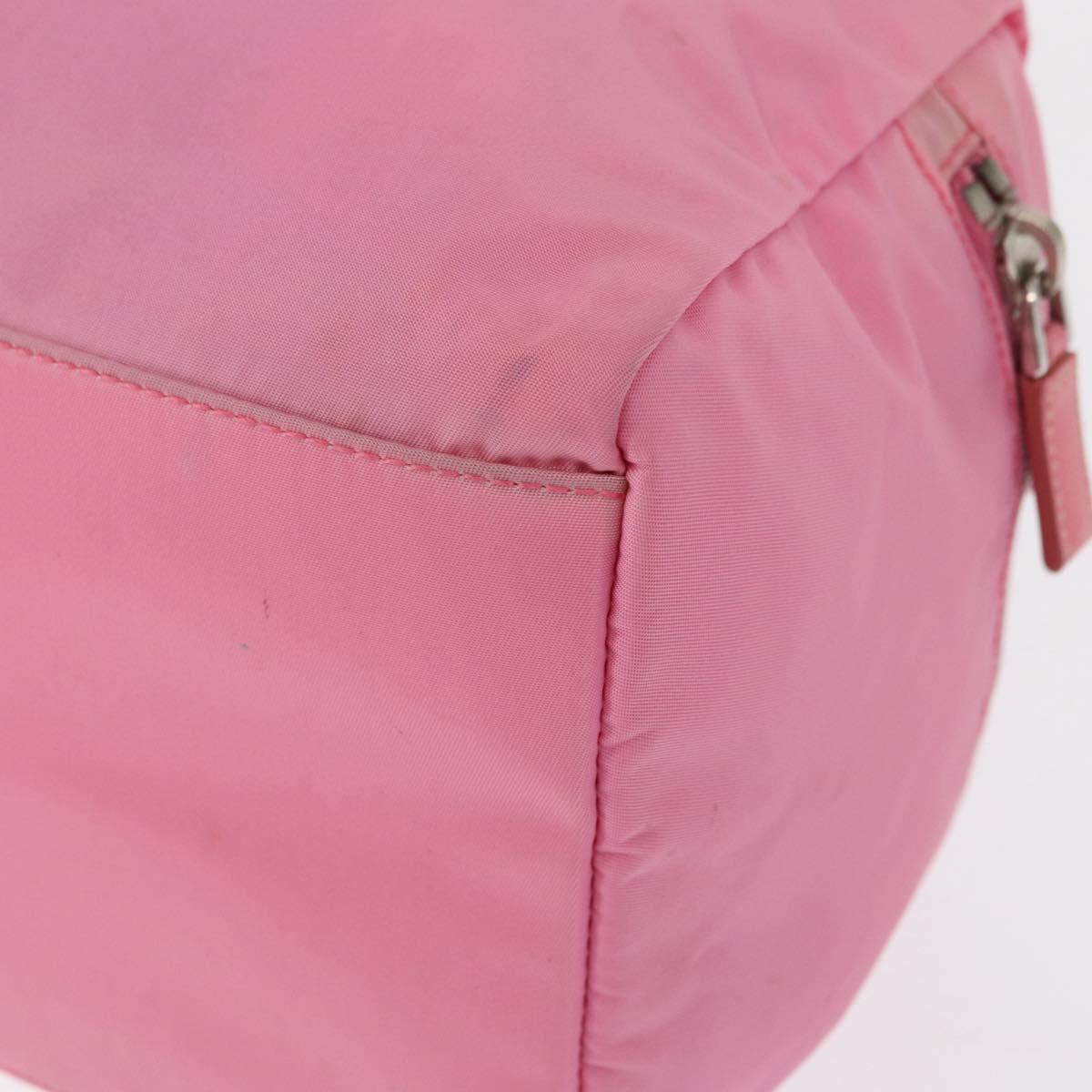 PRADA Hand Bag Nylon Pink Silver Auth 154369