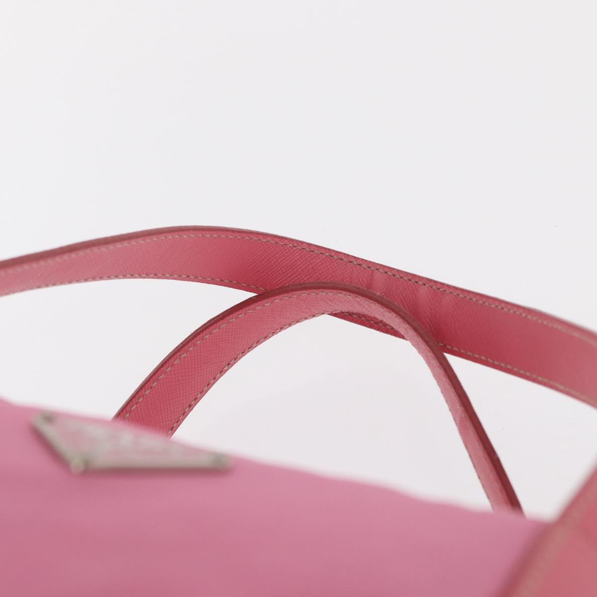 PRADA Hand Bag Nylon Pink Silver Auth 154369