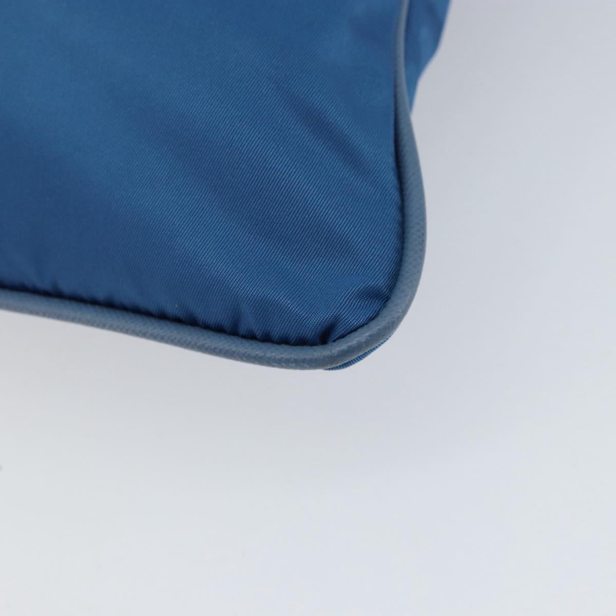 PRADA Shoulder Bag Nylon Blue Silver Auth 154370V