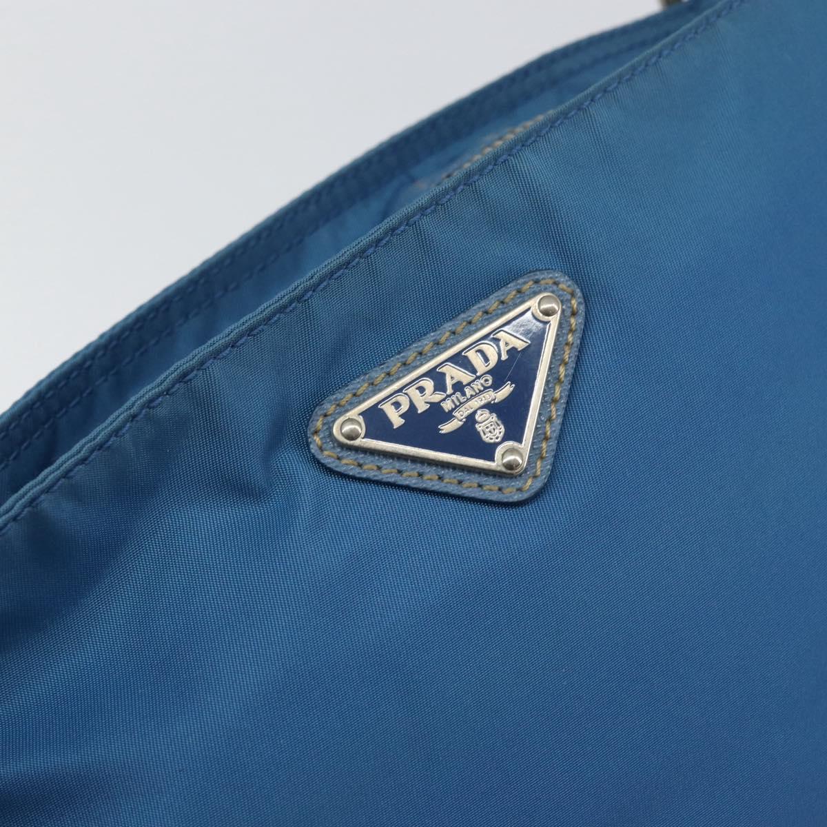 PRADA Shoulder Bag Nylon Blue Silver Auth 154370V