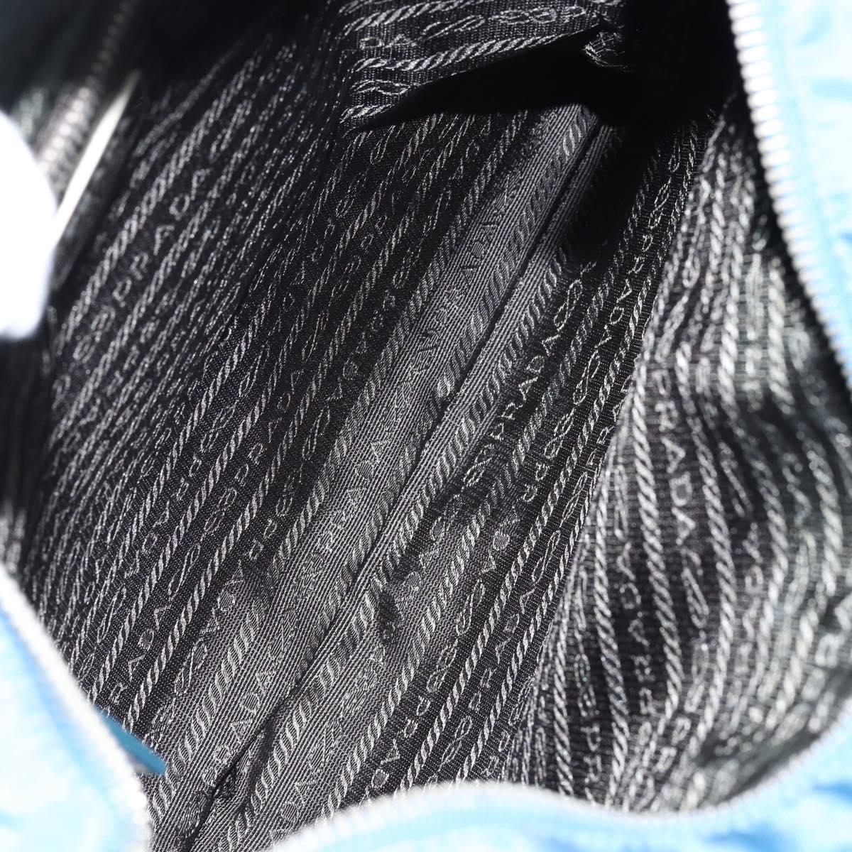 PRADA Shoulder Bag Nylon Blue Silver Auth 154370V