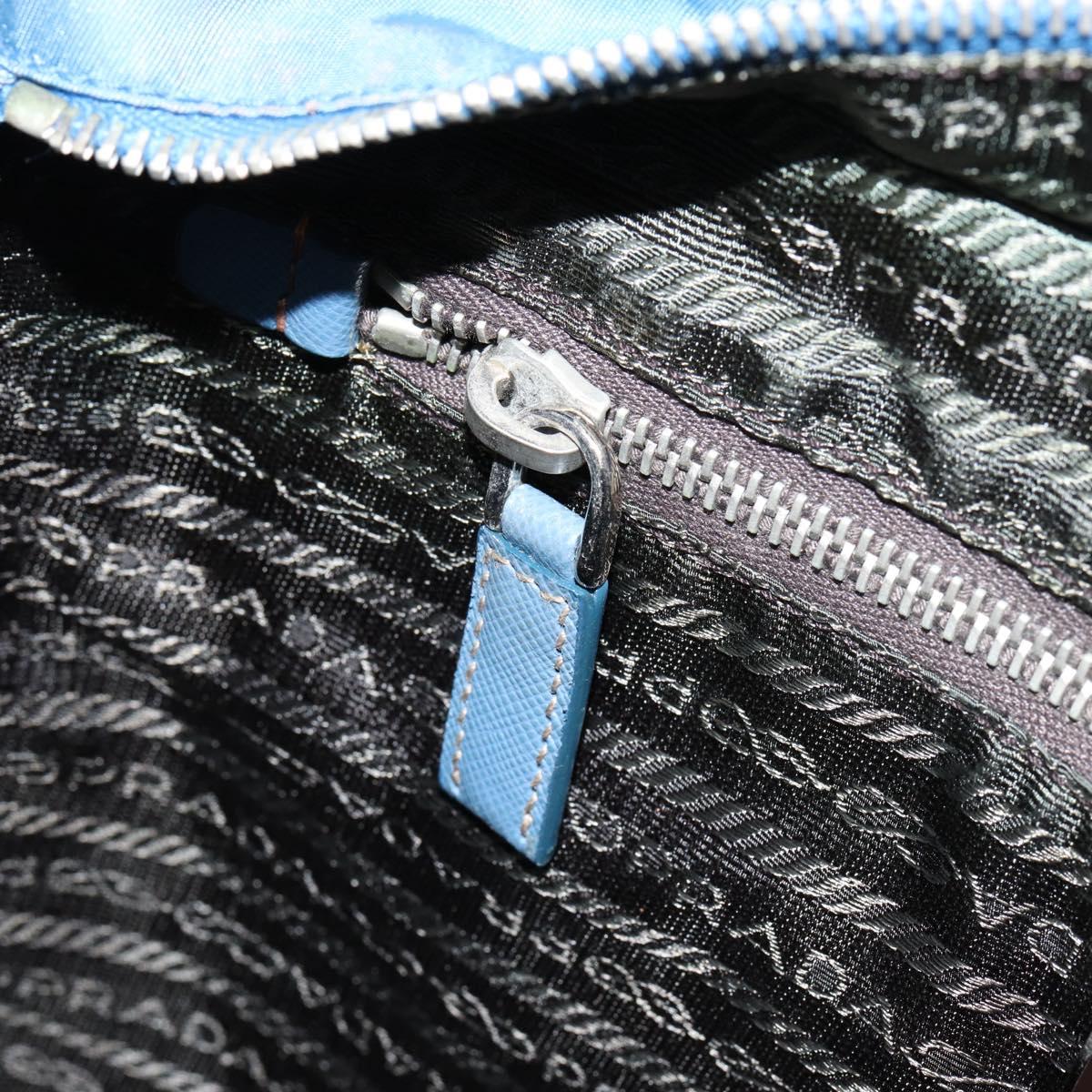 PRADA Shoulder Bag Nylon Blue Silver Auth 154370V