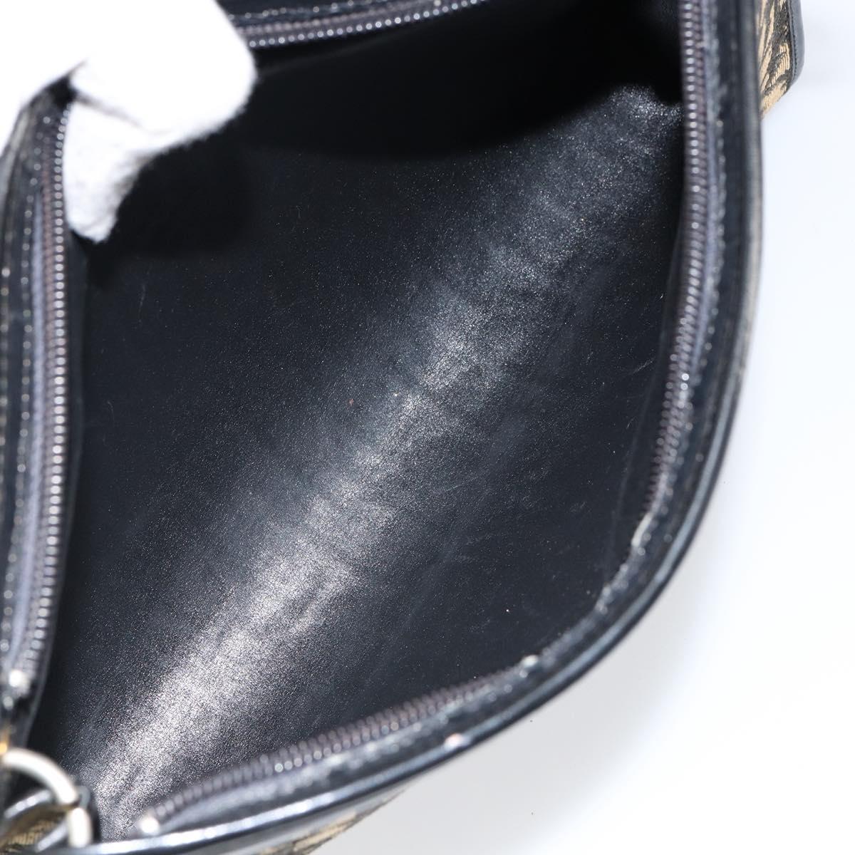 Christian Dior Trotter Canvas Shoulder Bag Navy Gold Auth 154374